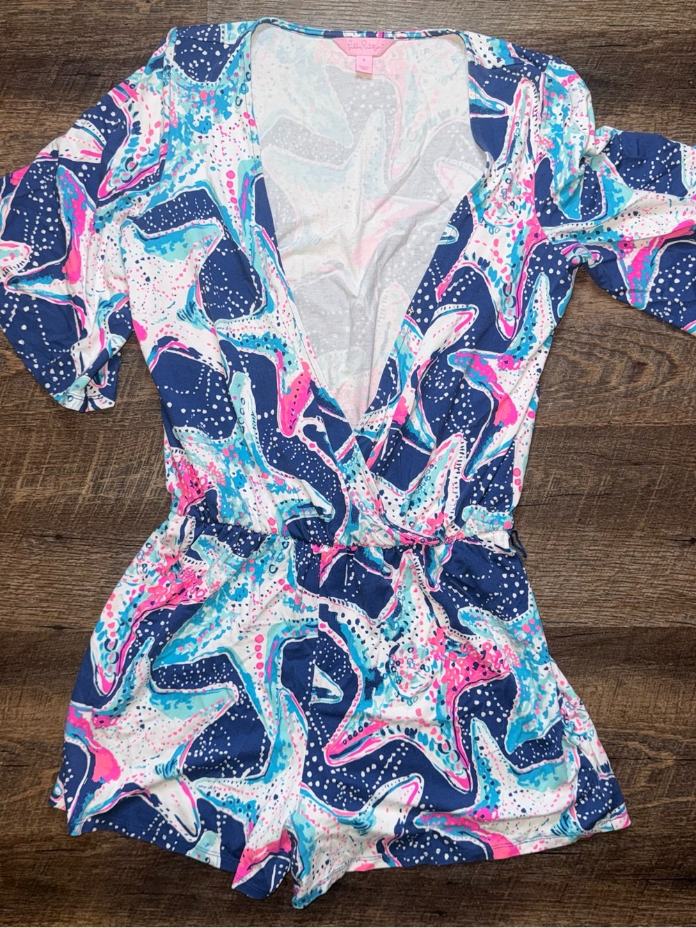 Lilly Pulitzer Madilyn Romper Printed "Indigo Sea Star Struck" Women’s Small
